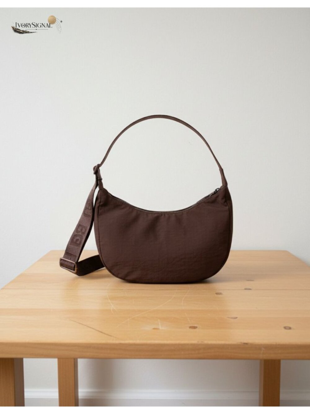 Medium Nylon Crescent Bag Crossbody Adjustable Strap Machine Washable Recycled